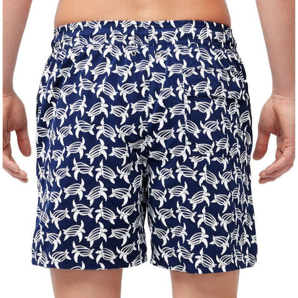 Tom And Teddy $100 XL Navy Blue White Turtle Elastic Waist Swim Trunk With Liner - Picture 3 of 14